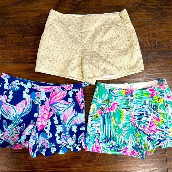 Lot of 3 Used Lilly Pulitzer Size 00 XS Shorts